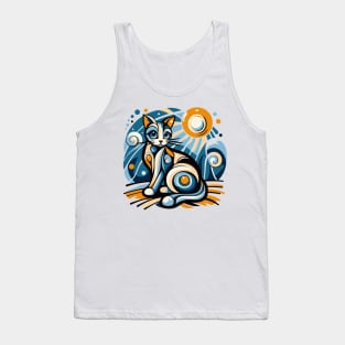 Pop art cat illustration. cubism cat illustration Tank Top